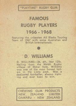 1968 Playtime Rugby Gum Famous Rugby Players - Blue #45 Denzil Williams Back